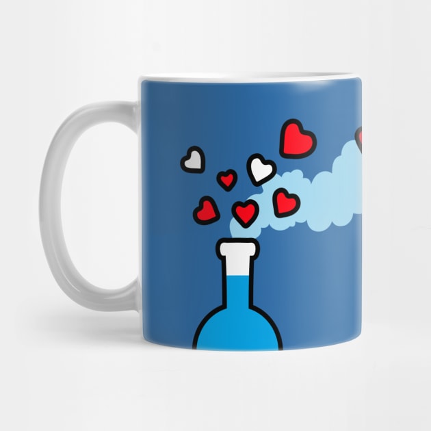 Love is My Mana - Blue Potion Laboratory Flask with Red Hearts by XOOXOO